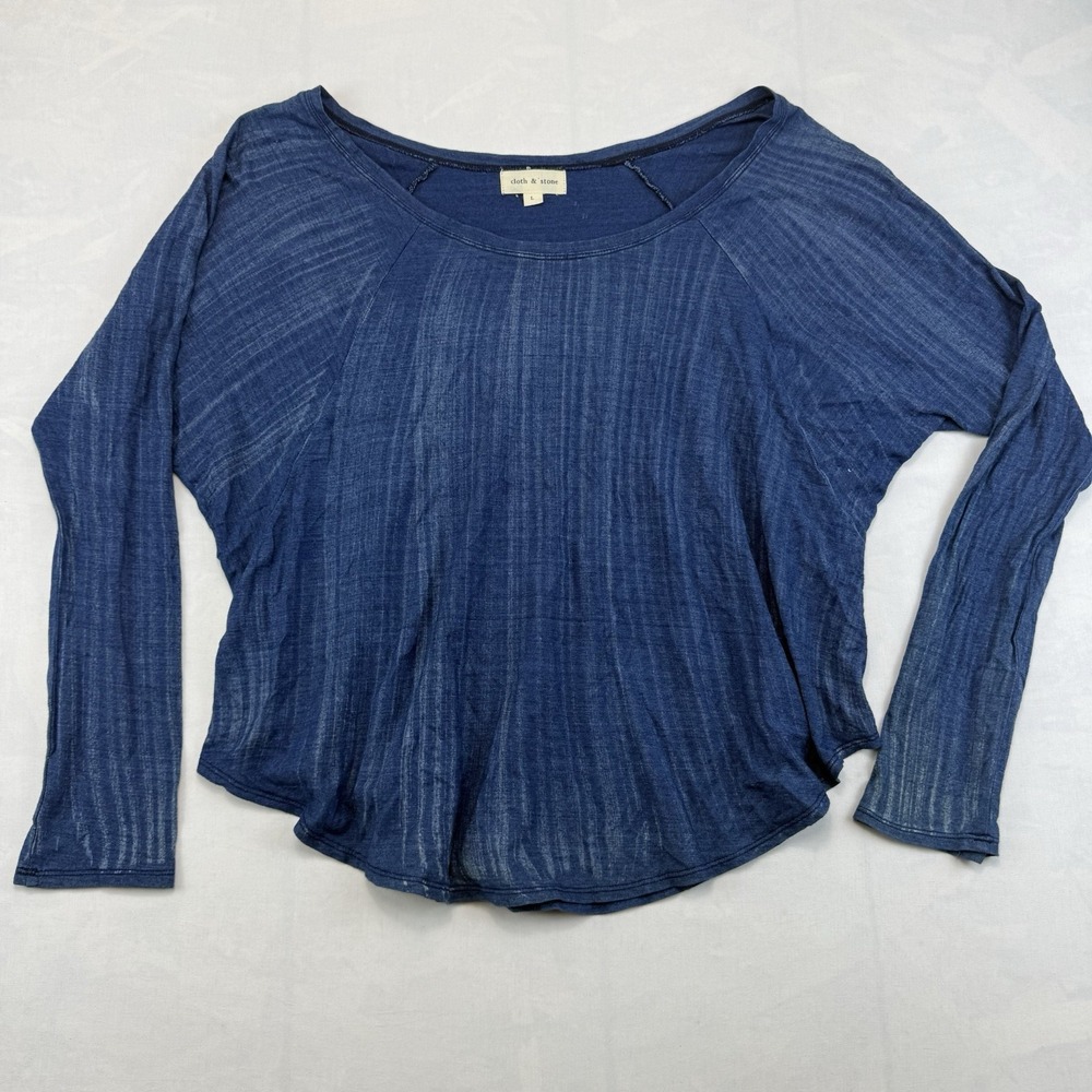 Cloth & Stone Women's Large Blue Chambray Long Sleeve Oversized Casual Top